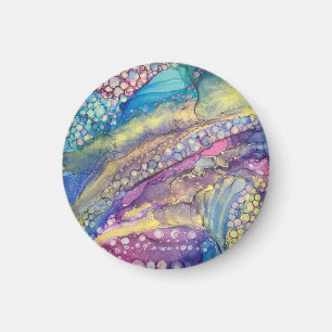 Colourful Dots Alcohol Ink Liquid Abstract Art Magnet