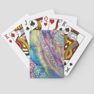 Colourful Dots Alcohol Ink Liquid Abstract Art Playing Cards