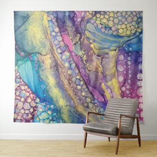 Colourful Dots Alcohol Ink Liquid Abstract Art Tapestry