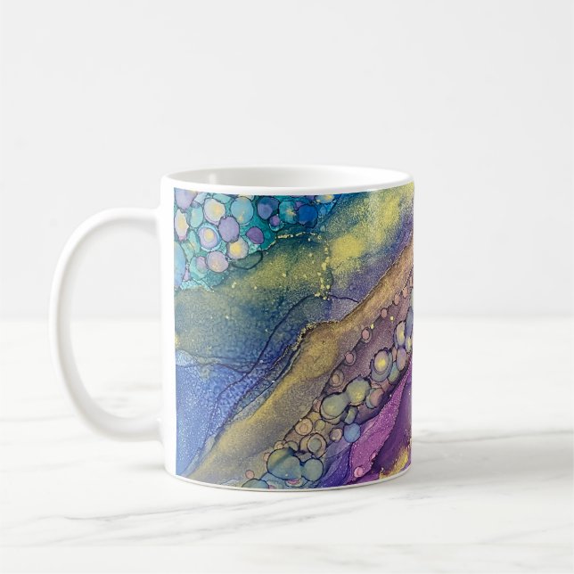 Colourful Dots Alcohol Ink Liquid Abstract Art V4 Coffee Mug (Left)