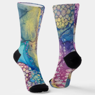 Colourful Dots Alcohol Ink Liquid Abstract Socks
