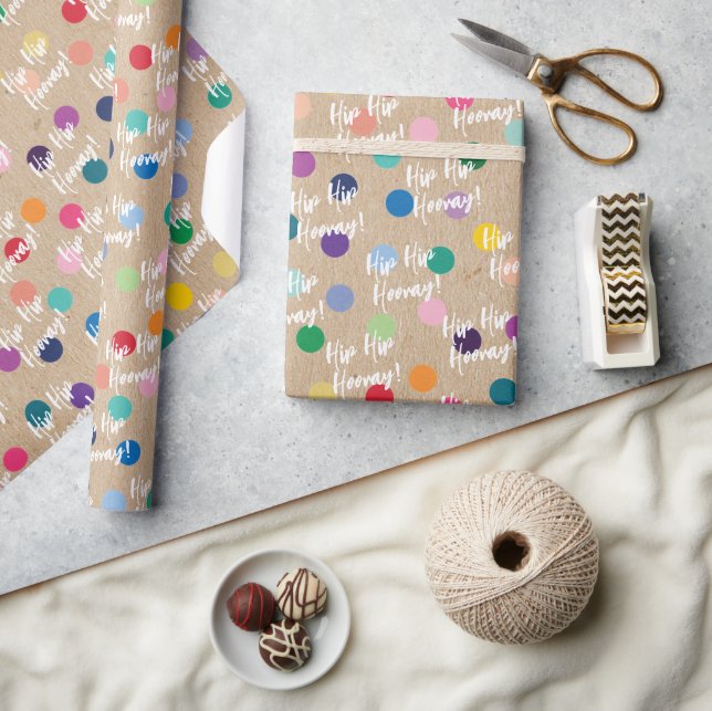 Colourful Dots Art On Rustic Faux Brown Kraft Wrapping Paper (Crafts)