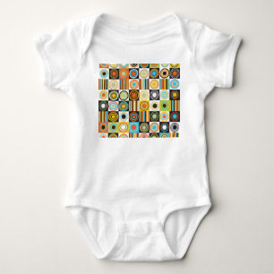 Colourful dots, circles, stripes background. baby bodysuit