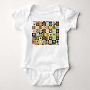 Colourful dots, circles, stripes background. baby bodysuit