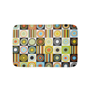 Colourful dots, circles, stripes background. bath mat