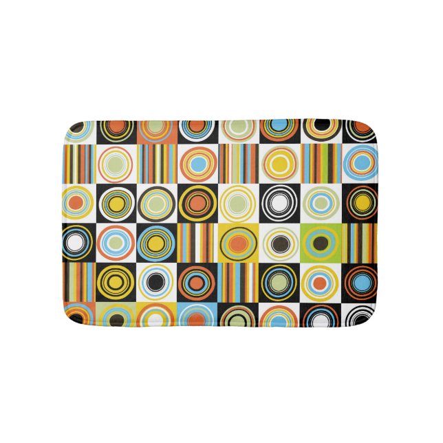 Colourful dots, circles, stripes background. bath mat (Front)