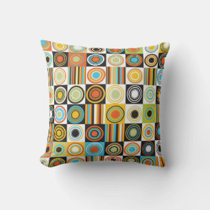 Colourful dots, circles, stripes background. cushion