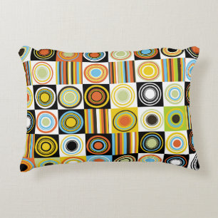 Colourful dots, circles, stripes background. decorative cushion