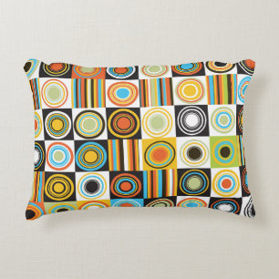 Colourful dots, circles, stripes background. decorative cushion