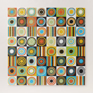 Colourful dots, circles, stripes background. jigsaw puzzle