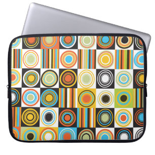 Colourful dots, circles, stripes background. laptop sleeve
