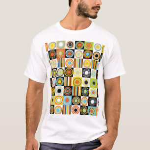 Colourful dots, circles, stripes background. T-Shirt
