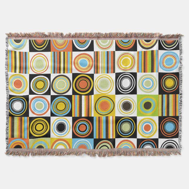 Colourful dots, circles, stripes background. throw blanket (Front)