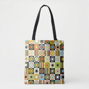 Colourful dots, circles, stripes background. tote bag