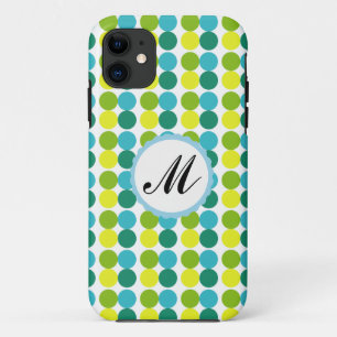 Colourful Dots Custom Monogram iphone case blue