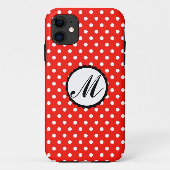Colourful Dots Custom Monogram iphone case red (Back)
