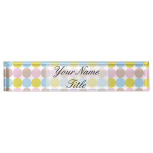Colourful Dots Desk Nameplate Customise Custom Nam