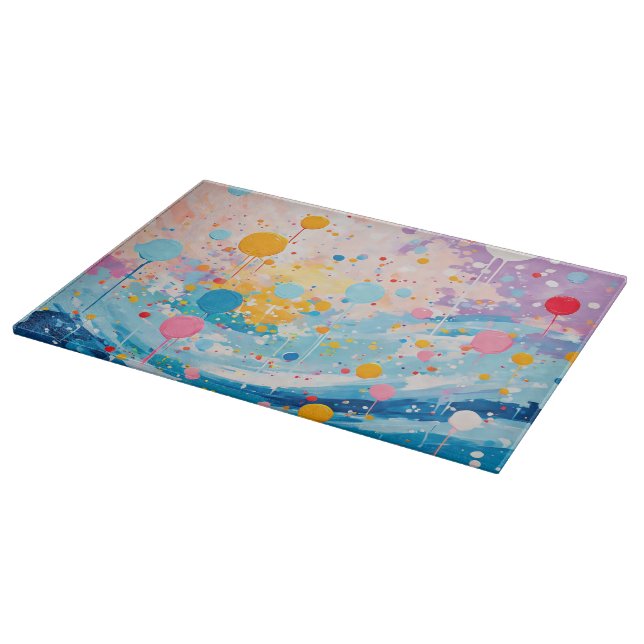 Colourful Dots Drips Splatters Cutting Board (Corner)