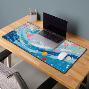 Colourful Dots Drips Splatters Desk Mat