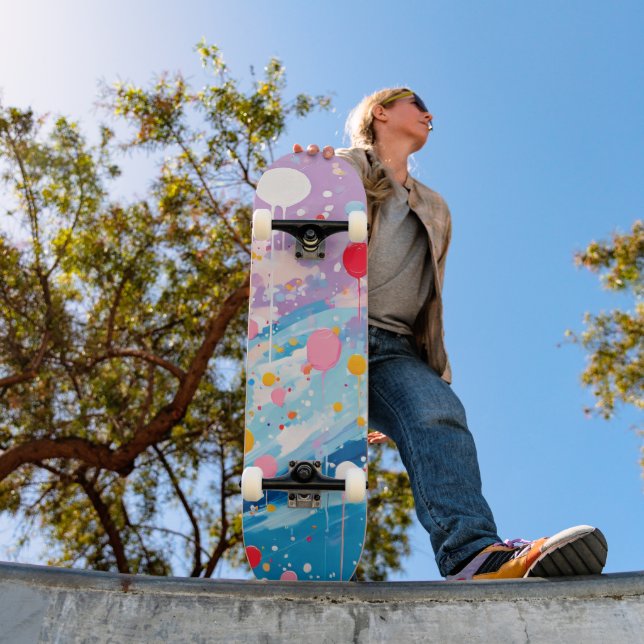 Colourful Dots Drips Splatters Skateboard (Outdoor 1)