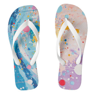 Colourful Dots Drips Splatters Thongs