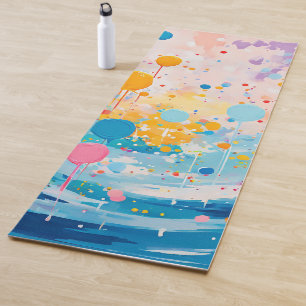 Colourful Dots Drips Splatters Yoga Mat