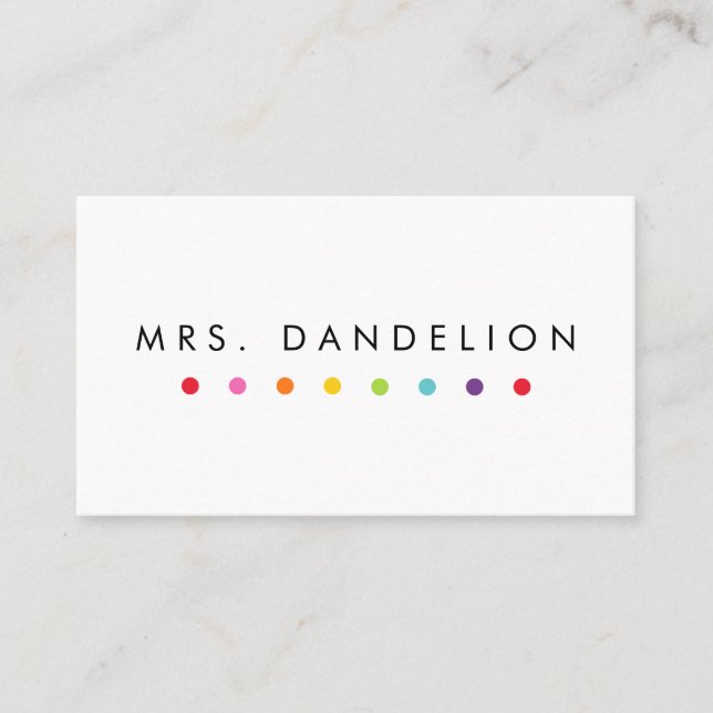 Colourful Dots Elementary School Teacher Business Card (Front)