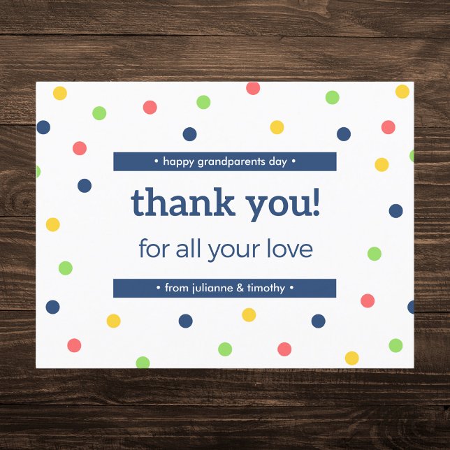 Colourful Dots Happy Grandparents Day Thank You Holiday Postcard (Creator Uploaded)