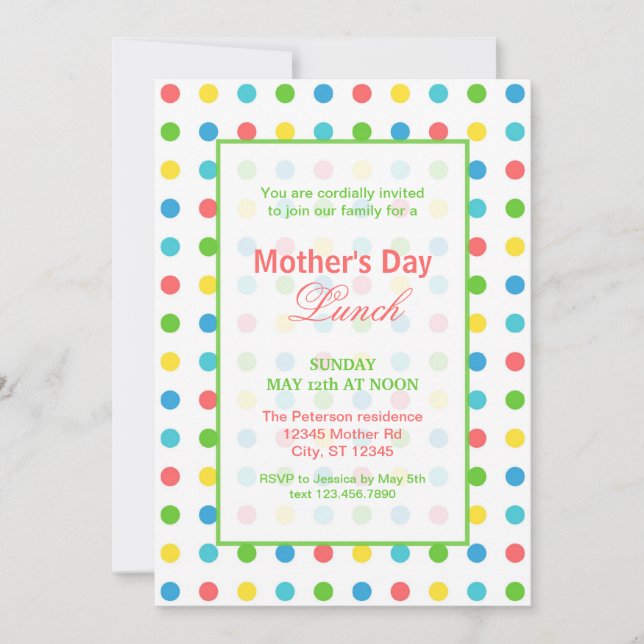 Colourful Dots Mother's Day Invitation (Front)