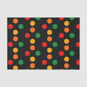 Colourful Dots on Black Retro Mid Century Modern Tissue Paper