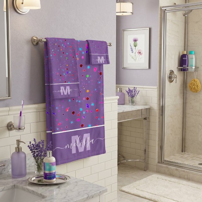 Colourful dots Personalised Monogram  Bath Towel (Creator Uploaded)