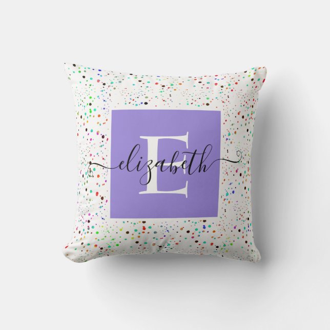 Colourful dots personalised throw pillow (Front)