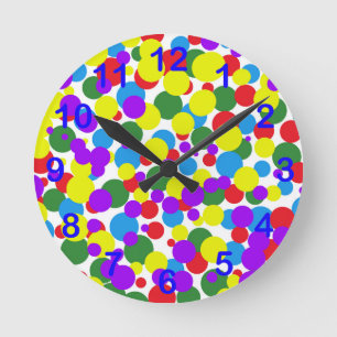 Colourful dots round clock