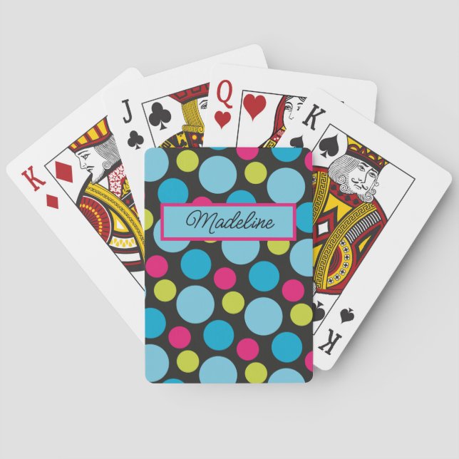 Colourful Dots Trendy Circles Pattern Whimsical Playing Cards (Back)