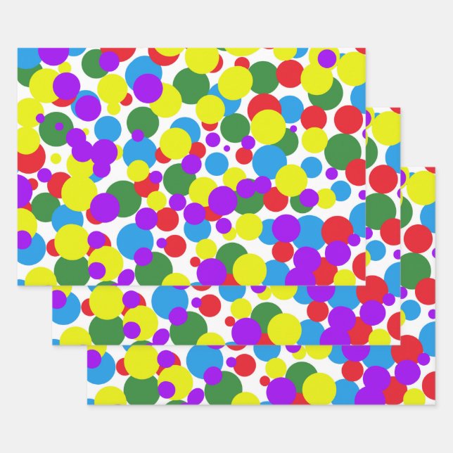 Colourful dots wrapping paper sheet (Set)