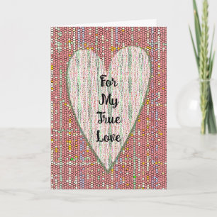 Colourful Dotted Heart True Love Art Valentine Card