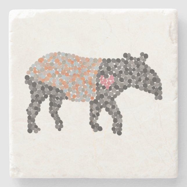 Colourful Dotted Malayan Tapir Stone Coaster (Front)