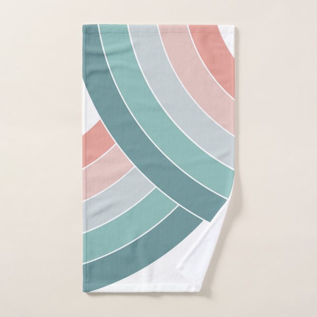 Colourful double arches in retro style bath towel set (Hand Towel)