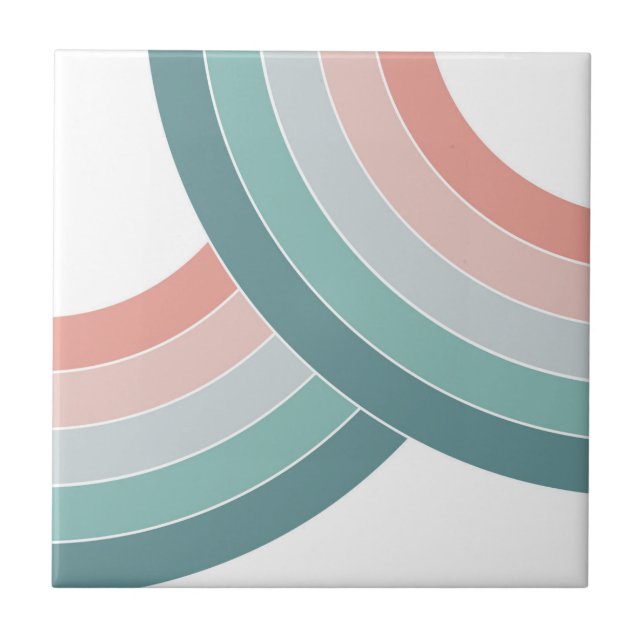 Colourful double arches in retro style ceramic til tile (Front)