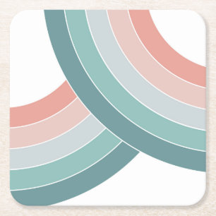 Colourful double arches in retro style square paper coaster