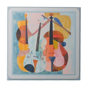 Colourful Double Bass Abstract Ceramic Tile