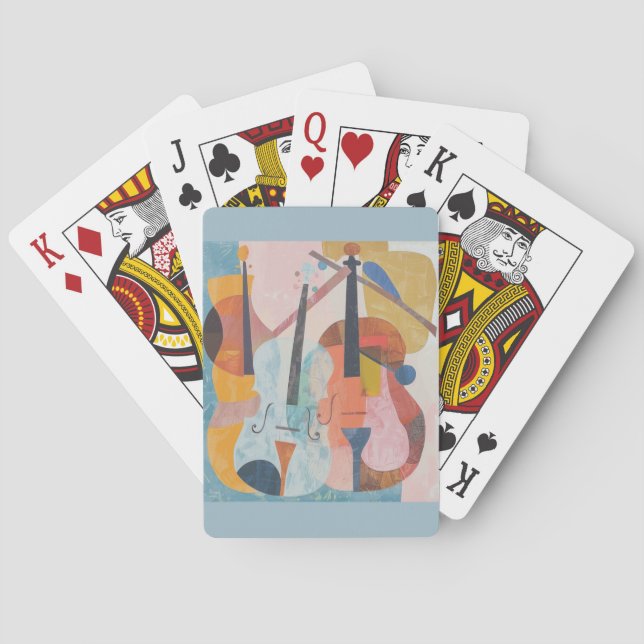 Colourful Double Bass Abstract Playing Cards (Back)