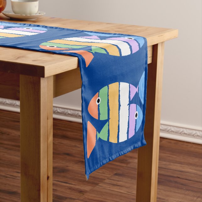 Colourful Double Fish Design Table Runner (In Situ)