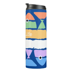 Colourful Double Fish Design Thermal Tumbler