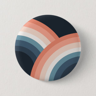 Colourful double retro style rainbow 6 cm round badge