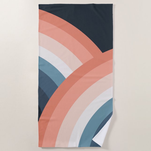 Colourful double retro style rainbow beach towel (Front)