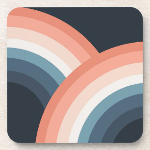 Colourful double retro style rainbow coaster