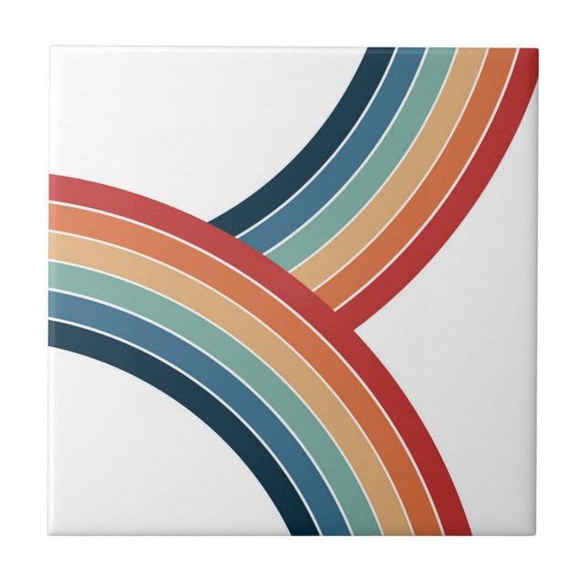 Colourful double retro style rainbow decoration ceramic tile (Front)
