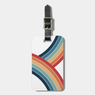 Colourful double retro style rainbow decoration luggage tag