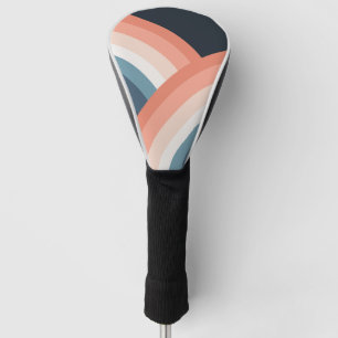 Colourful double retro style rainbow golf head cover